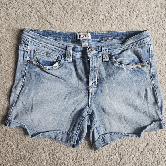 Women's Light Blue Denim Shorts - Picture 1 of 5